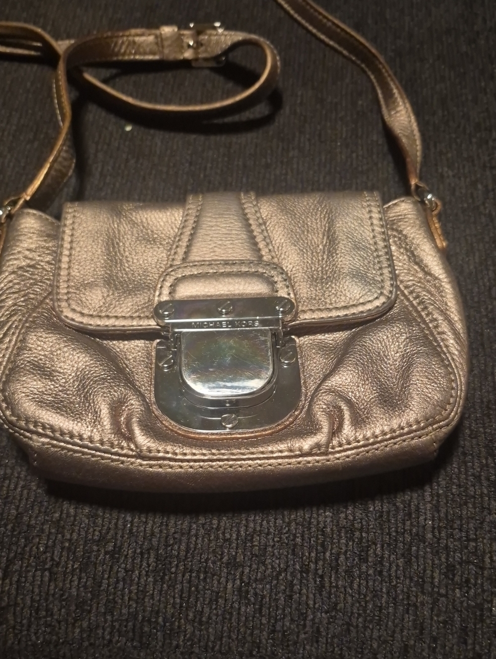 MICHAEL KORS Metallic Bronze Leather Crossbody